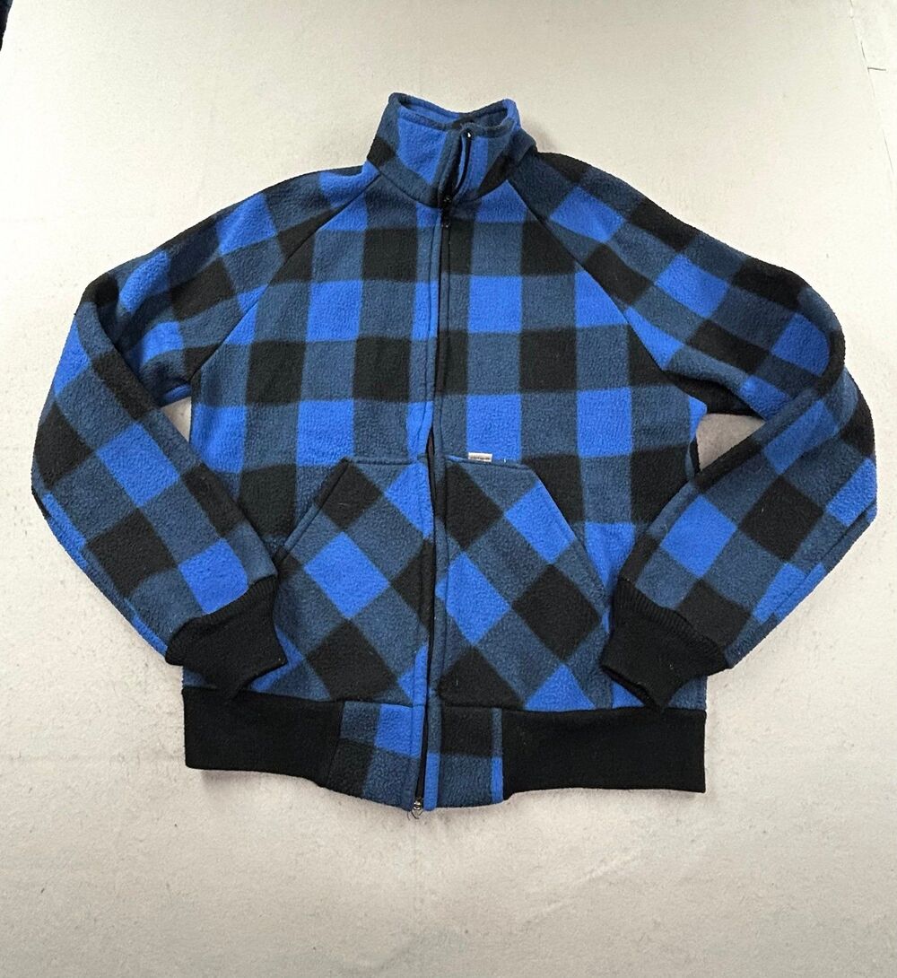Vintage Carhartt Womens Rugged Outdoor Wear Blue Buffalo Plaid Fleece Full Zip J